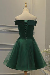 Bridesmaid Dresses Blue, Dark Green Strapless A Line Appliques Tulle Homecoming Dresses