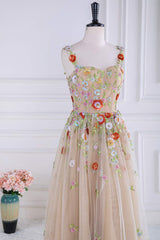 Party Dress Online Shopping, Dusty Pink Sequined Floral Appliques A-line Long Prom Dress
