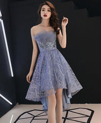 Prom Dresse Long, Blue Tulle High Low Prom Dress, Blue Homecoming Dress