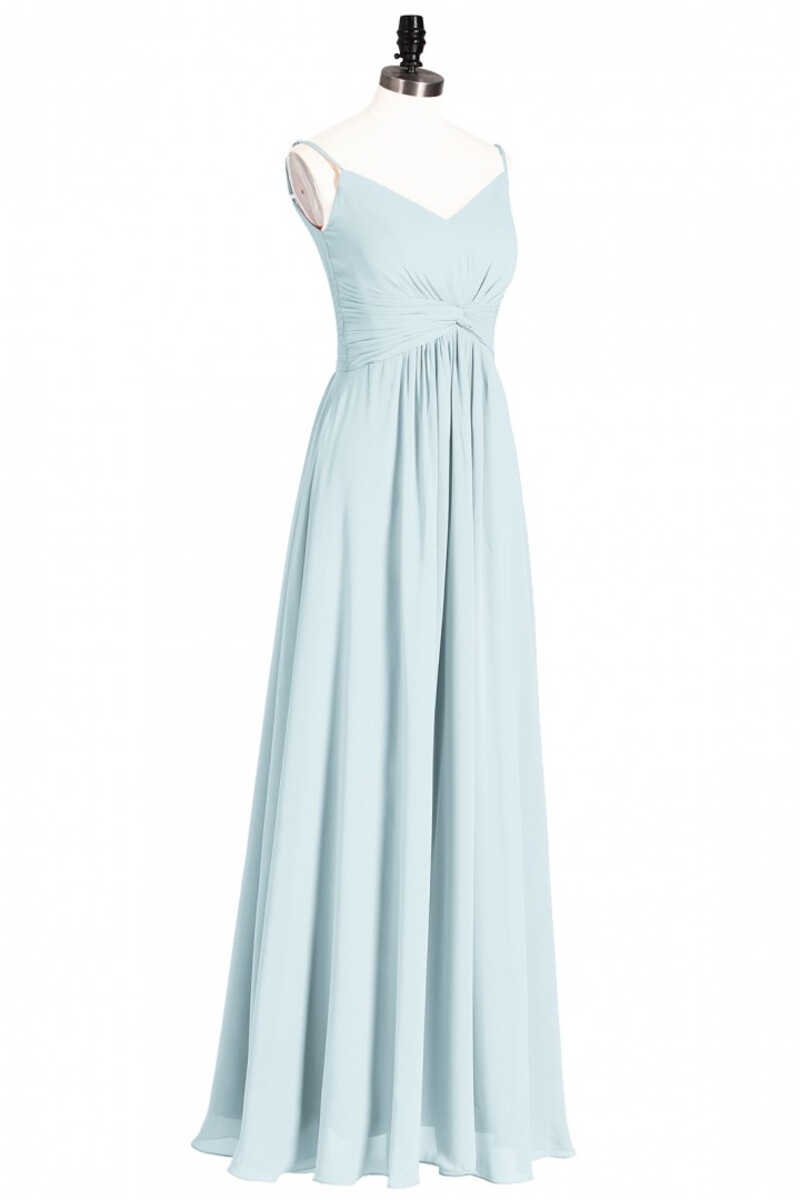 Prom Dress Styles, Mint Green Chiffon Twist Front A-Line Long Bridesmaid Dress
