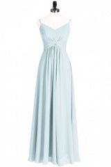 Prom Dress Style, Mint Green Chiffon Twist Front A-Line Long Bridesmaid Dress