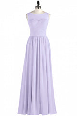 Evenning Dresses Long, Lavender Chiffon Sweetheart Cutout Back A-Line Long Bridesmaid Dress