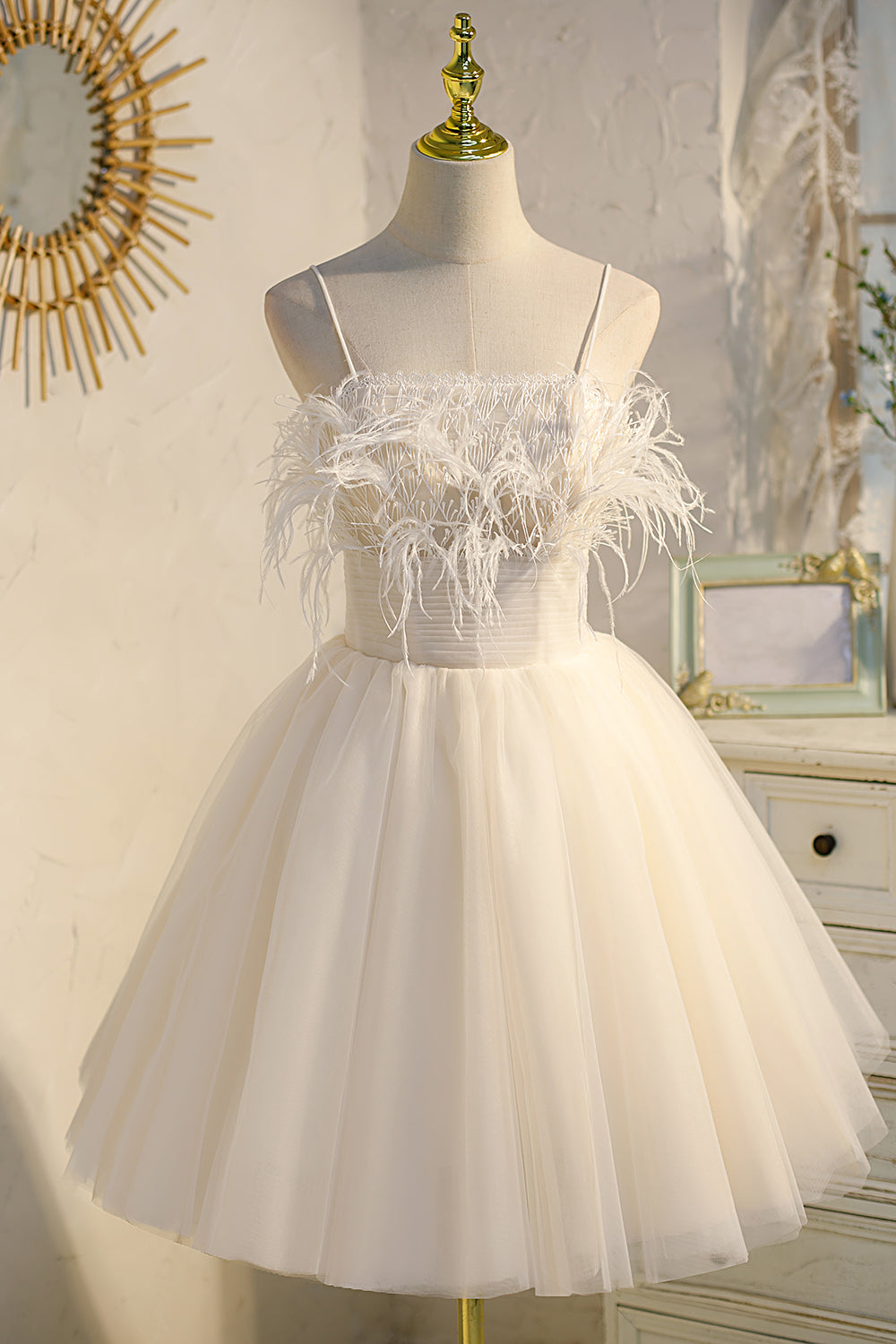 Bridesmaids Dress Styles, Chic Sleeveless Spaghetti Straps Tulle Princess Homecoming Dresses
