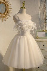 Bridesmaid Dress Style, Chic Sleeveless Spaghetti Straps Tulle Princess Homecoming Dresses