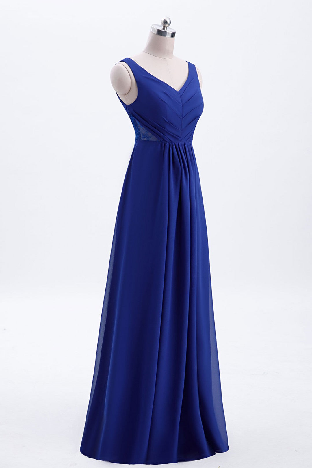 Party Dresses Online Shop, Royal Blue Pleated A-line Chiffon Long Bridesmaid Dress