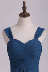Prom Dresses Boutique, Navy Blue Chiffon Sweetheart A-Line Long Bridesmaid Dress