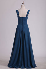 Prom Dress Boutiques, Navy Blue Chiffon Sweetheart A-Line Long Bridesmaid Dress