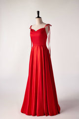 Bridesmaid Dresses Summer, Cowl Neck Red Satin Long Maxi Dress