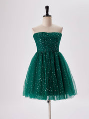 Fairytale Dress, Starry Dark Green Convertible Short Party Dress