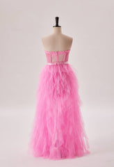 Prom Dresses 2019, Hot Pink Bustier Ruffles Long Party Dress