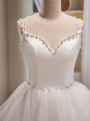 Party Dress Big Size, White Spaghetti Strap Tulle Short Prom Dress, Cute A-Line Party Dress