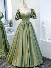 Homecoming Dresses Baby Blue, Simple Green Satin Long Prom Dress, Green Evening Dress