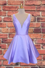 Strapless Dress, Simple Short Lavender Homecoming Dress