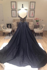 Bridesmaid Dresses Styles, 2024 Junoesque Black Beading V-Neck Zipper Prom Dresses