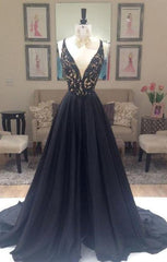 Bridesmaid Dress Style, 2024 Junoesque Black Beading V-Neck Zipper Prom Dresses