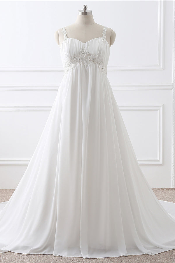 Wedding Dress Under 5005, Simple Empire White Chiffon Long Wedding Dress