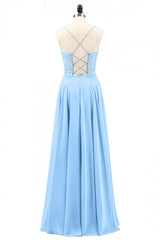 Homecoming Dresses Sweetheart, Light Blue Sweetheart Lace-Up A-Line Long Bridesmaid Dress