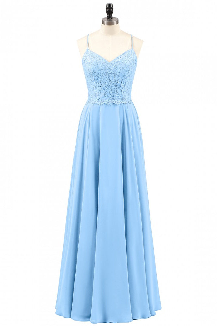Homecoming Dress Sweetheart, Light Blue Sweetheart Lace-Up A-Line Long Bridesmaid Dress