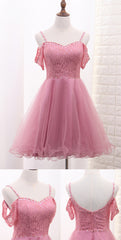 Bridesmaids Dress Mismatched, Chic Tulle Lace Spaghetti Strap With Beading Homecoming Dresses