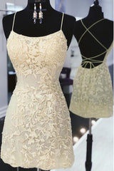 Formal Dresses Long Elegant Classy, Open Back Spaghetti Straps Sheath Lace Short Prom Dress, Homecoming Dresses, Hoco Gowns 5853