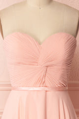 Wedding Dress, Peach Sweetheart Twist-Front Short Bridesmaid Dress