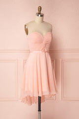 Prom Dress, Peach Sweetheart Twist-Front Short Bridesmaid Dress