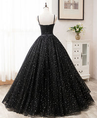 Homecoming Dress Tights, Black Sweetheart Tulle Long Prom Dress, Black Tulle Formal Dress