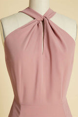 Party Dress New Look, Dusty Pink Twist-Front Backless Long Formal Dress