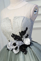 Bridesmaids Dresses Mismatched Fall, Princess Light Green Flower Sheer Back A-Line Short Party Dress