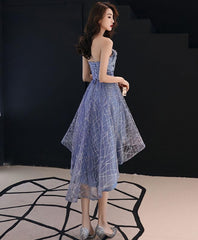 Prom Dresses Store, Blue Tulle High Low Prom Dress, Blue Homecoming Dress