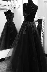 Evening Dresses Mermaid, Black tulle lace prom dress tulle formal dresses