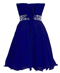 Formal Wedding Guest Dress, Beautiful Sweetheart Royal Blue Beaded Short Party Dress For Teens