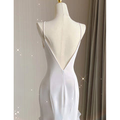 Wedding Dresses Under 201, White Sheath Halter Backless Wedding Dress