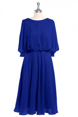 Party Dresses Ideas, Royal Blue Long Sleeve Blouson-Style Bridesmaid Dress