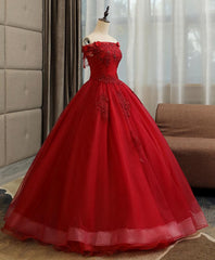 Formal Dress Ideas, Burgundy Tulle Lace Long Prom Gown Burgundy Tulle Lace Formal Dress