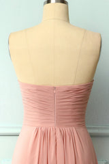 Party Dress For Couple, Elegant Sweetheart Pleated Blush Bridesmaid Dress