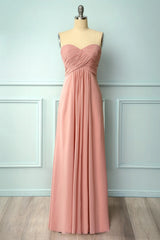 Party Dress Ideas For Curvy Figure, Elegant Sweetheart Pleated Blush Bridesmaid Dress