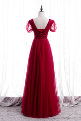 Wedding Shoes Bride, Classic Red V-Neck Beaded Long Formal Dress
