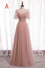 Party Dress For Cocktail, Elegant Blush Pink Tulle Bridesmaid Dress