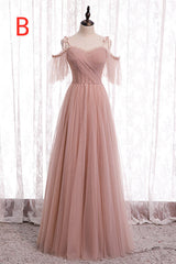 Party Dresses Summer Dresses 2040, Elegant Blush Pink Tulle Bridesmaid Dress