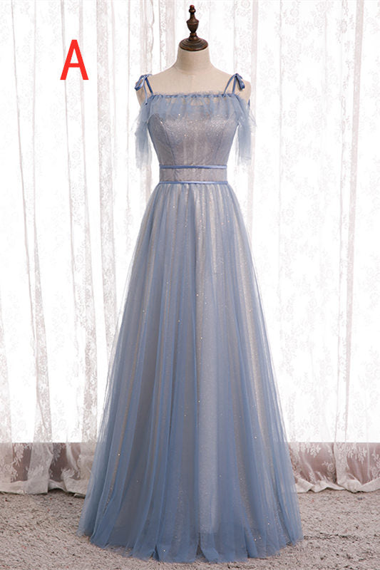 Party Dresses Summer, Elegant A-Line Dusty Blue Bridesmaid Dress
