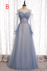 Party Dress For Summer, Elegant A-Line Dusty Blue Bridesmaid Dress