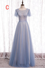 Party Dresses For Summer, Elegant A-Line Dusty Blue Bridesmaid Dress