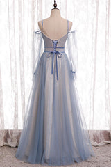 Party Dresses For Teenage Girls, Elegant A-Line Dusty Blue Bridesmaid Dress