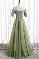 Chic Dress Classy, Short Sleeves Sage Green Long Formal Dress
