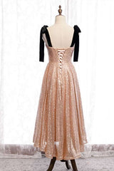 Party Dresses For Teens, Cute Rose Gold Sequins Short Party Dress