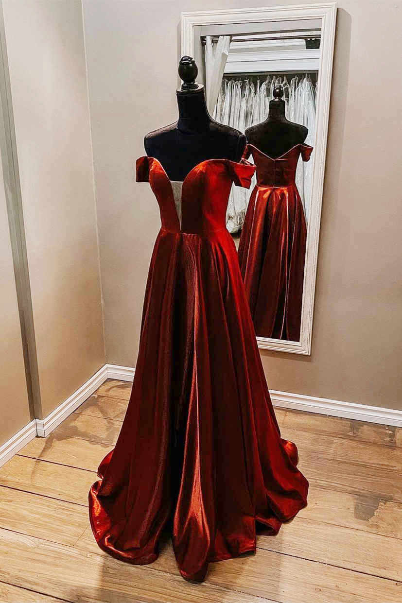 Prom Dresses Long Formal Evening Gown, Off the shoulder Red Long Prom Dress