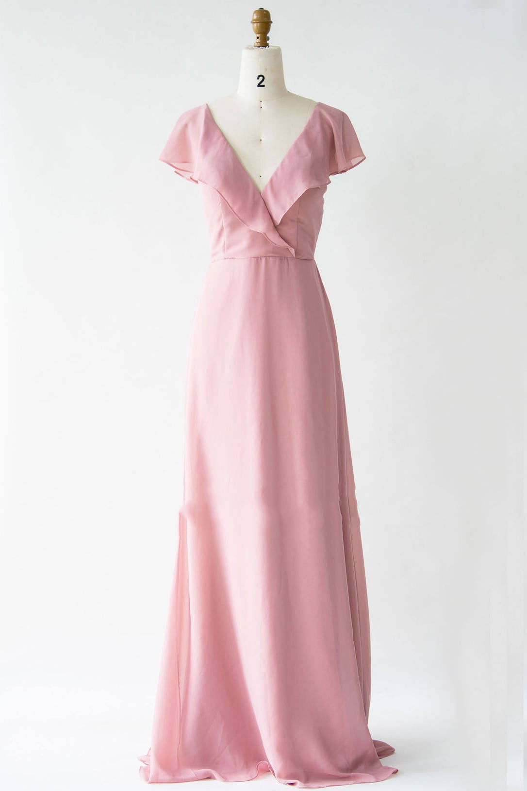Evening Dresses Cocktail, V-Neck Blush Pink Chiffon Bridesmaid Dress