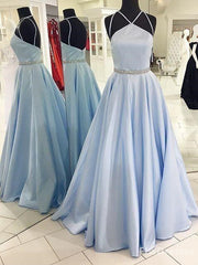 Party Dress Styling Ideas, pale light blue prom dress ball gown prom dress long prom dress