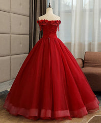 Formal Dresses Online, Burgundy Tulle Lace Long Prom Gown Burgundy Tulle Lace Formal Dress